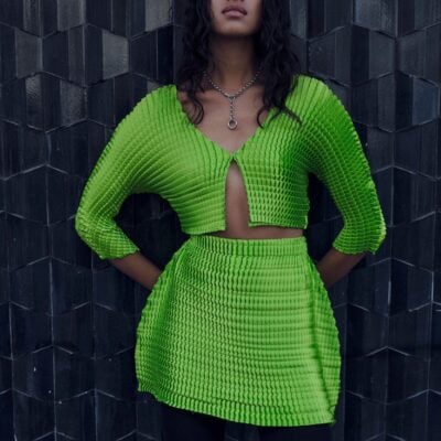 Sid Neigum Double Pleated Bell Mini Skirt - Image 2