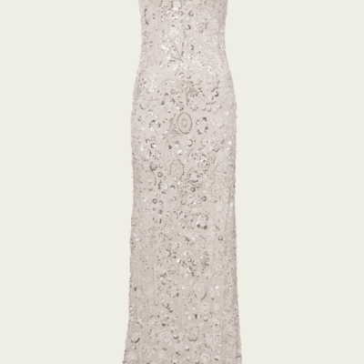 Self-Portrait Cream Floral Sequin Maxi Dress - Image 1