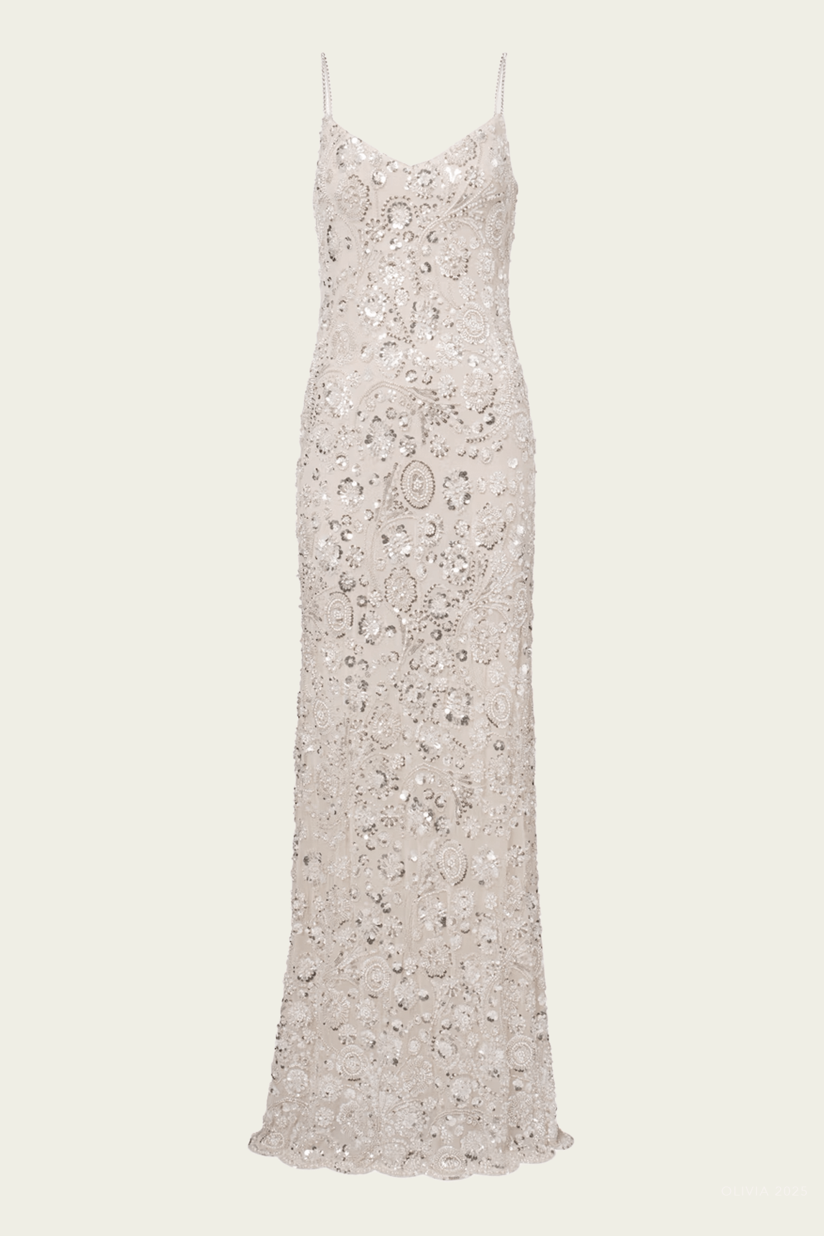 Self-Portrait Cream Floral Sequin Maxi Dress - Image 1