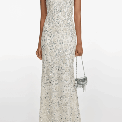 Self-Portrait Cream Floral Sequin Maxi Dress - Image 2