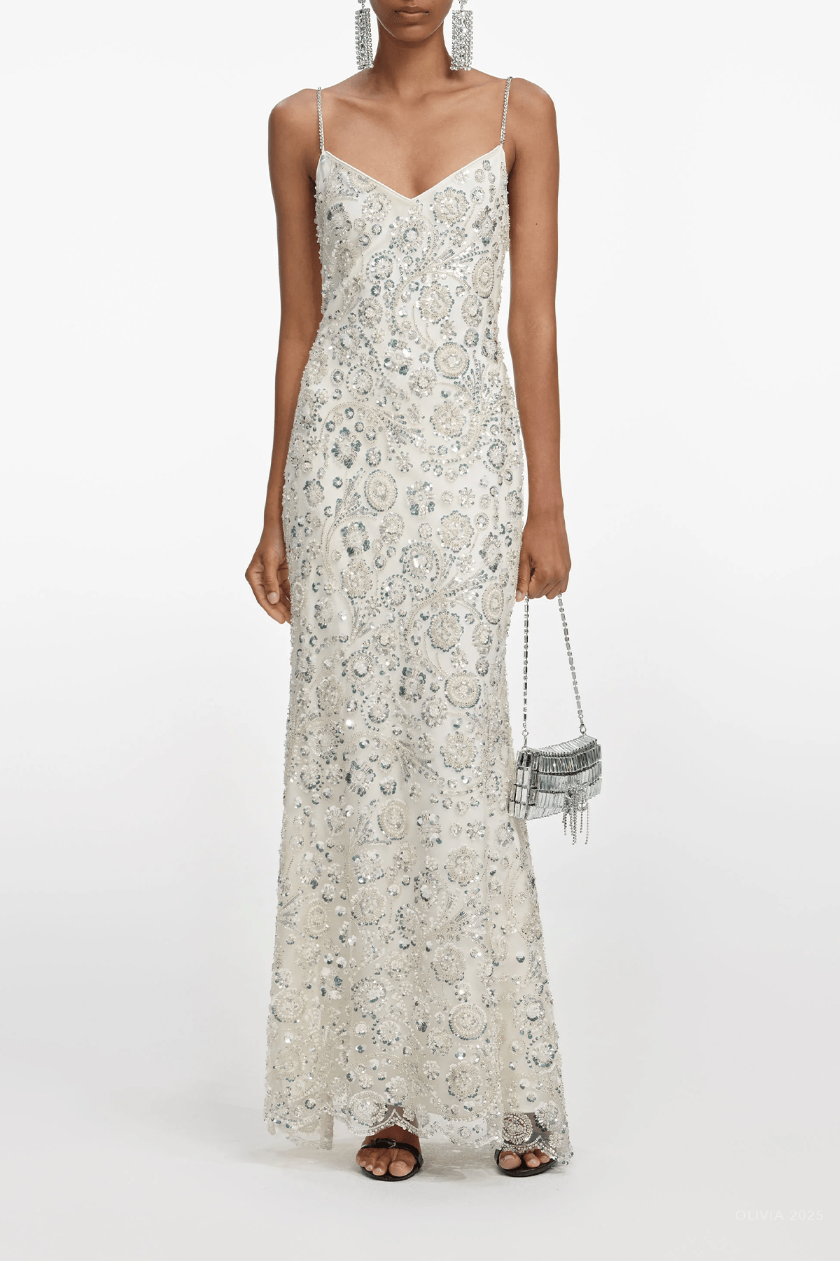 MNSELF051026012932288_2 Self-Portrait Cream Floral Sequin Maxi Dress - Image 2