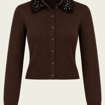 Simkhai Trae Embellished-Collared Cardigan - Image 1