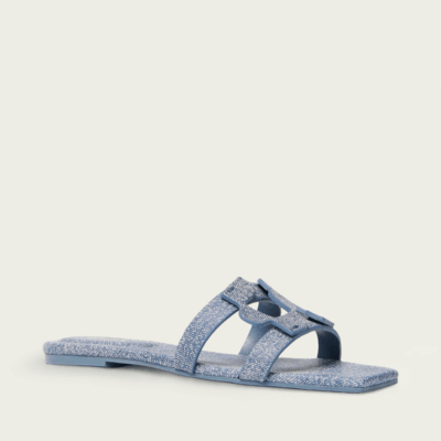 Simkhai Monogram Denim Leather Flat Slide - Image 2