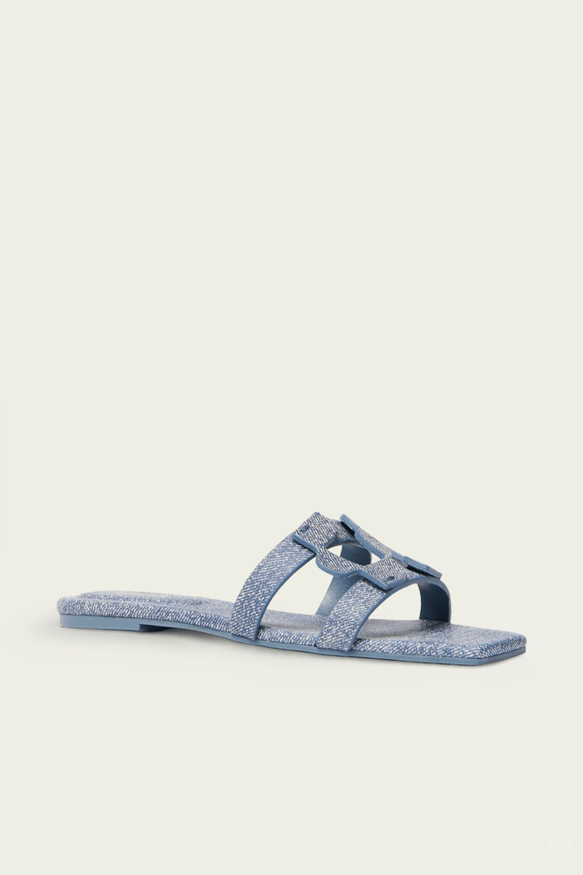 MNSIMK051026010513064_2 Simkhai Monogram Denim Leather Flat Slide - Image 2