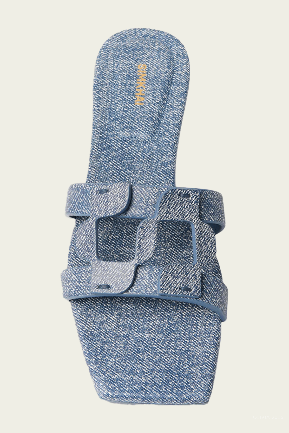 MNSIMK051026010513064_3 Simkhai Monogram Denim Leather Flat Slide - Image 3
