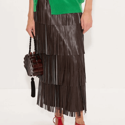 Simon Miller Za Za Vegan Leather Fringe Skirt - Image 2