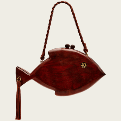 Simon Miller Carved Wooden Fish Clutch - Image 1