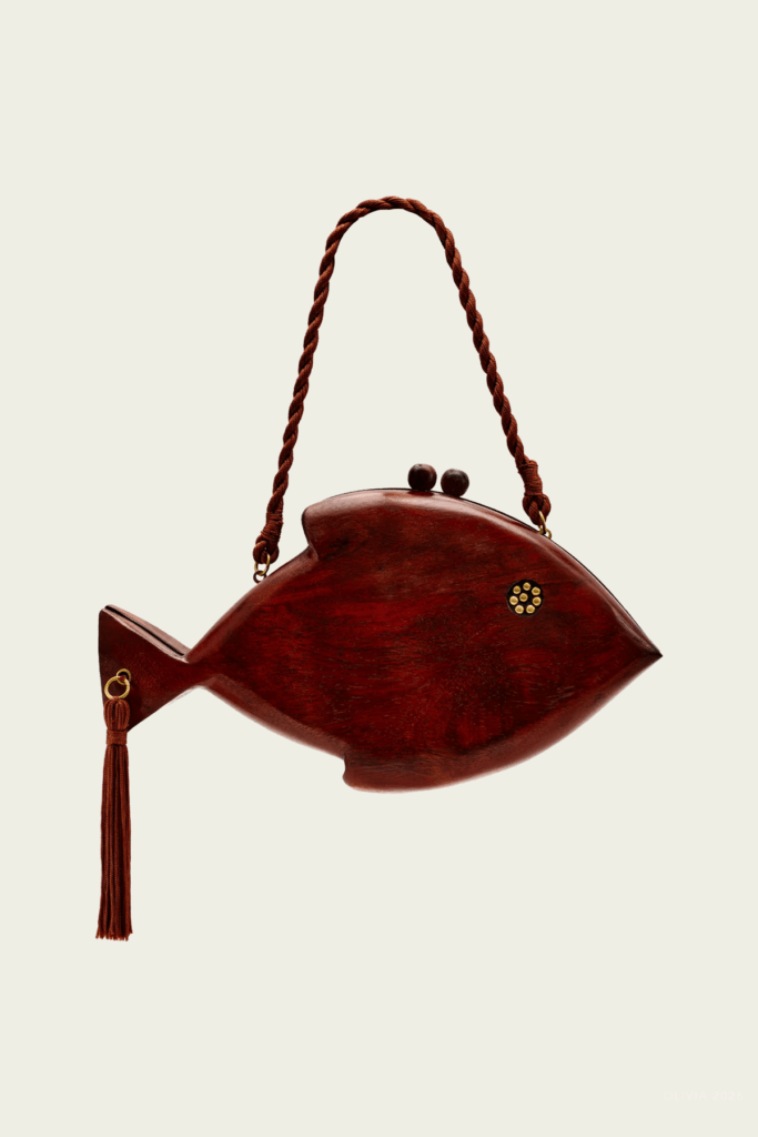 Simon Miller Carved Wooden Fish Clutch - Image 1