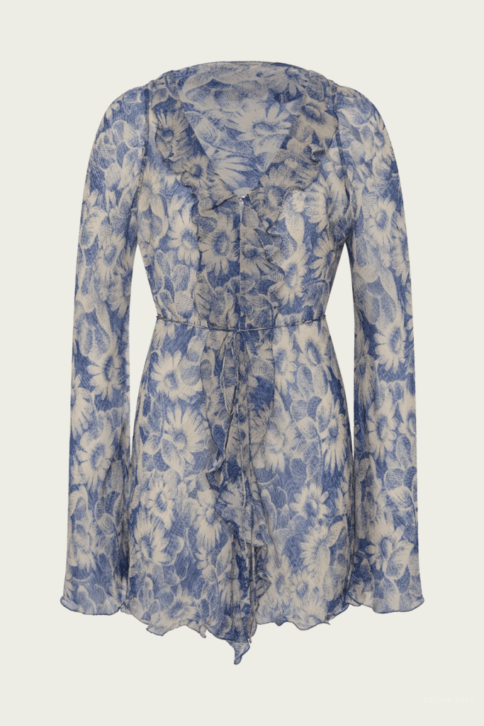 SIR. Lilia Ruffle Long-Sleeve Mini Dress - Image 1