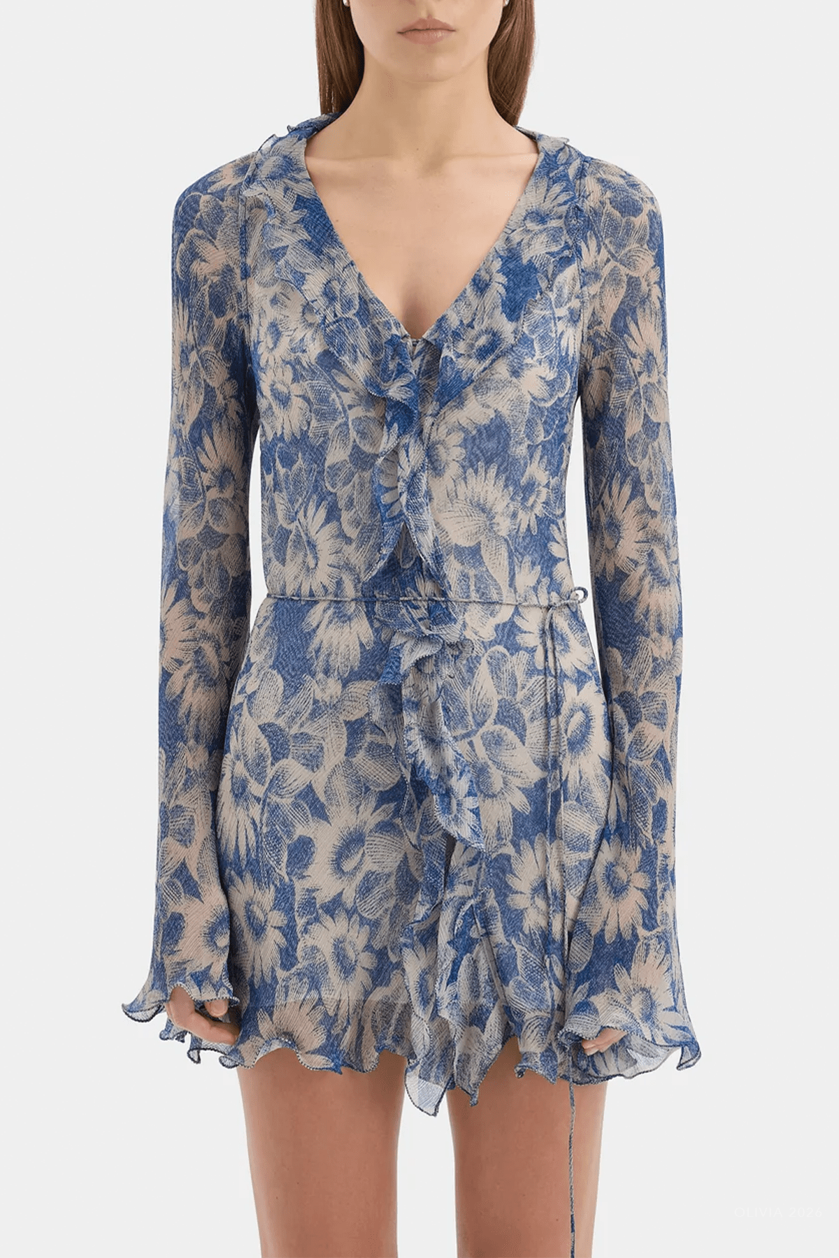 SIR. Lilia Ruffle Long-Sleeve Mini Dress - Image 2