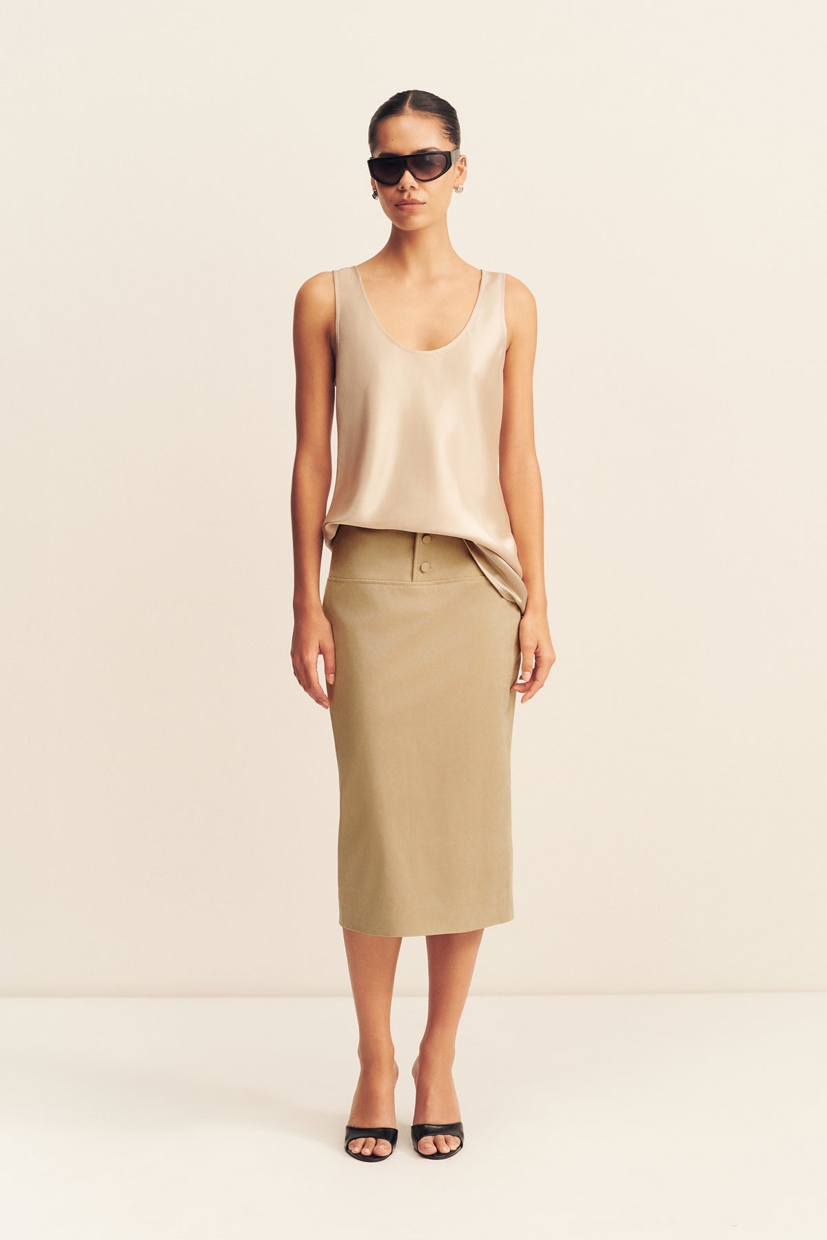 Shona Joy Ernest Faux Suede Midi Skirt - Image 1