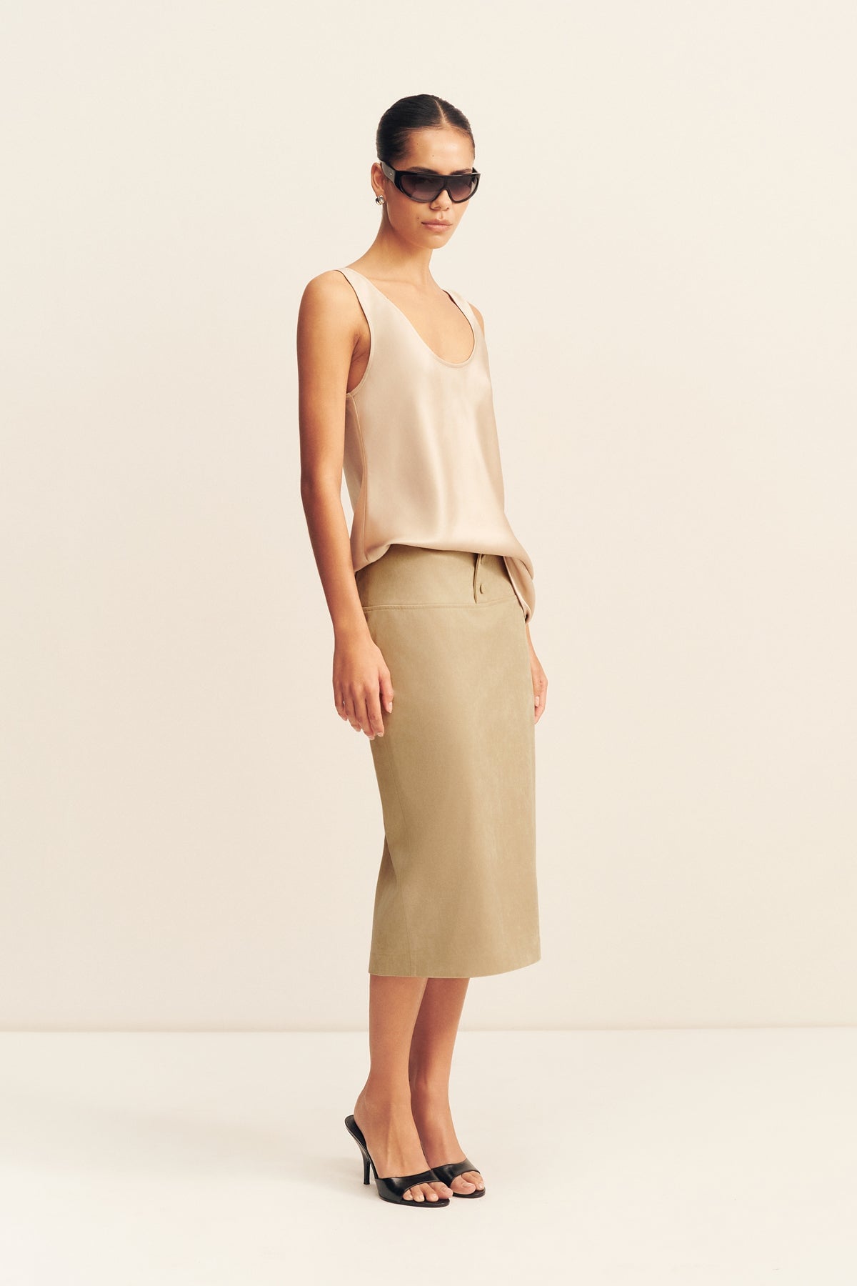 MNSJ041026043652008_3 Shona Joy Ernest Faux Suede Midi Skirt - Image 3