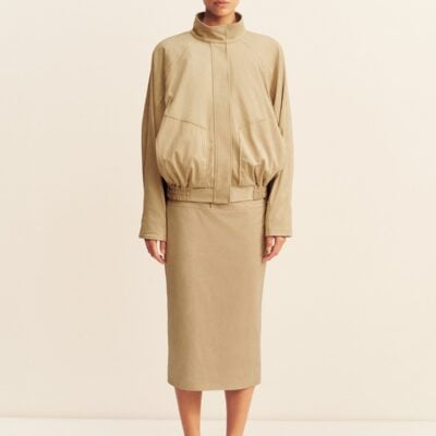 Shona Joy Ernest Faux Suede Bomber Jacket - Image 1