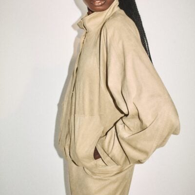 Shona Joy Ernest Faux Suede Bomber Jacket - Image 2