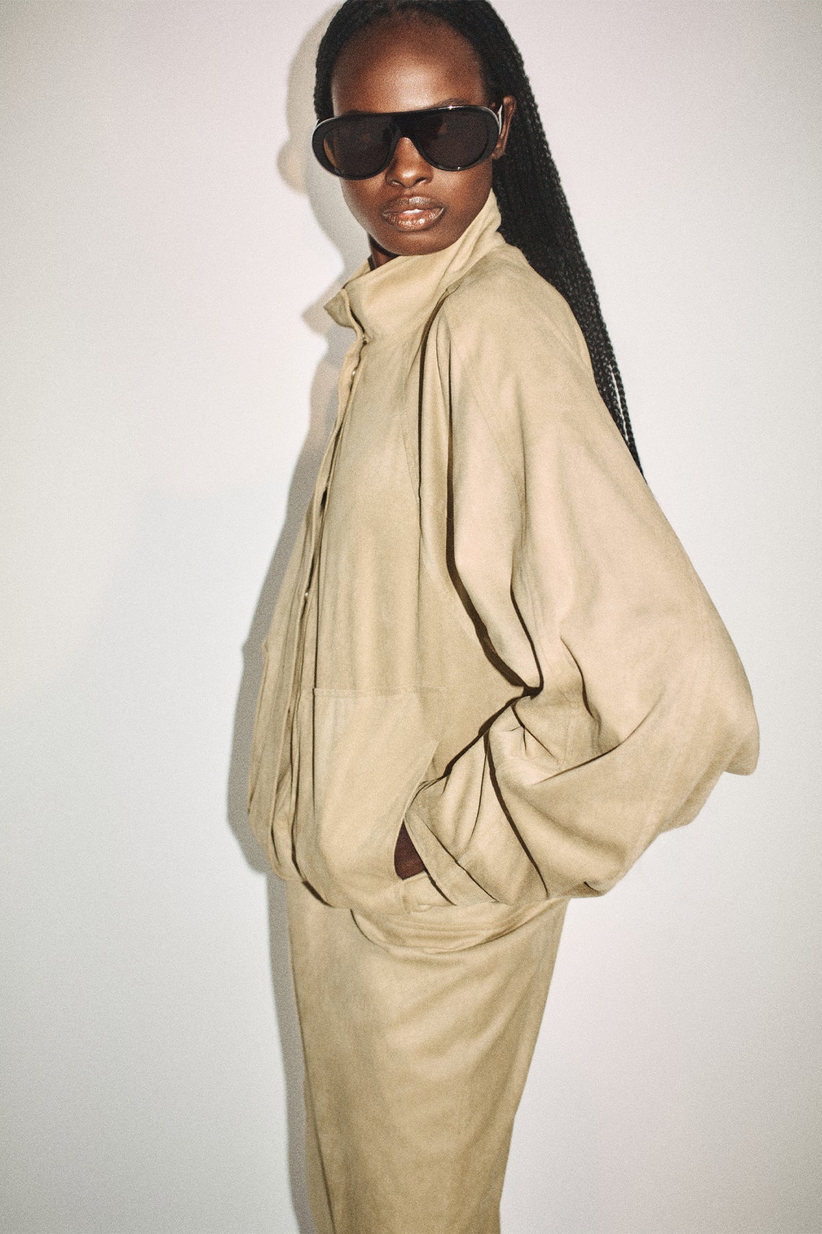 MNSJ041026043652009_2 Shona Joy Ernest Faux Suede Bomber Jacket - Image 2