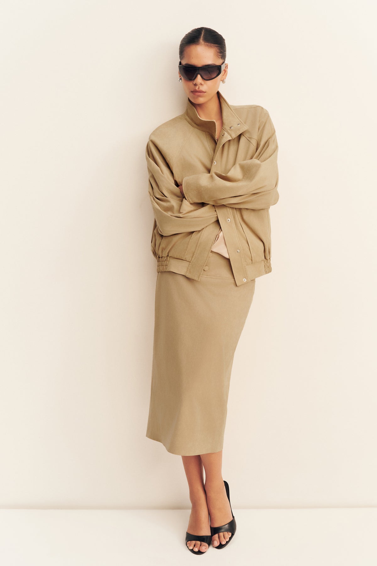 MNSJ041026043652009_3 Shona Joy Ernest Faux Suede Bomber Jacket - Image 3