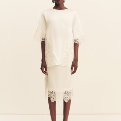Shona Joy Eniko Lace Split Midi Skirt - Image 1