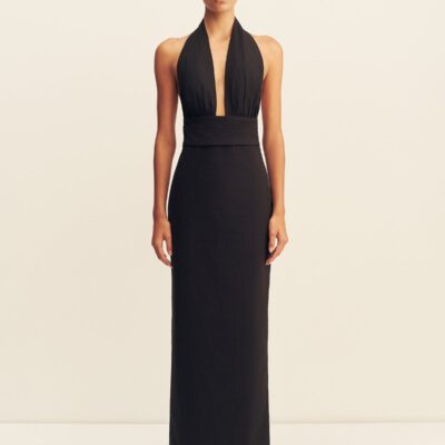 Shona Joy Campbell Halter Plunged Maxi Dress - Image 1