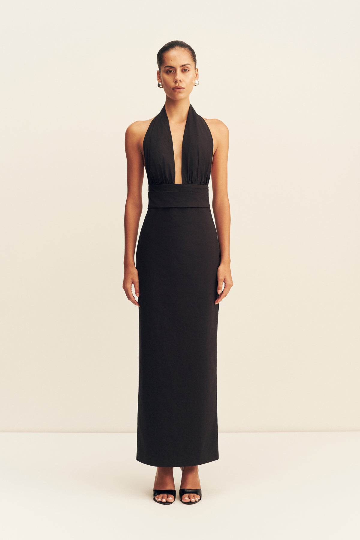 Shona Joy Campbell Halter Plunged Maxi Dress - Image 1