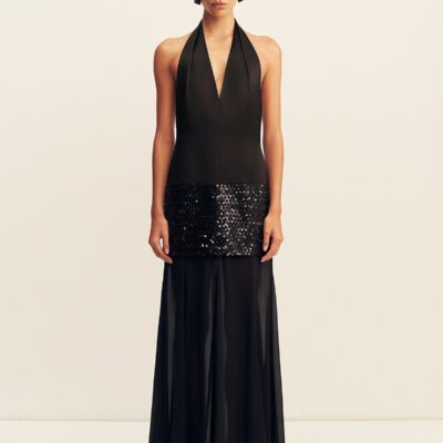 Shona Joy Bianca Halter Plunged Maxi Dress - Image 1