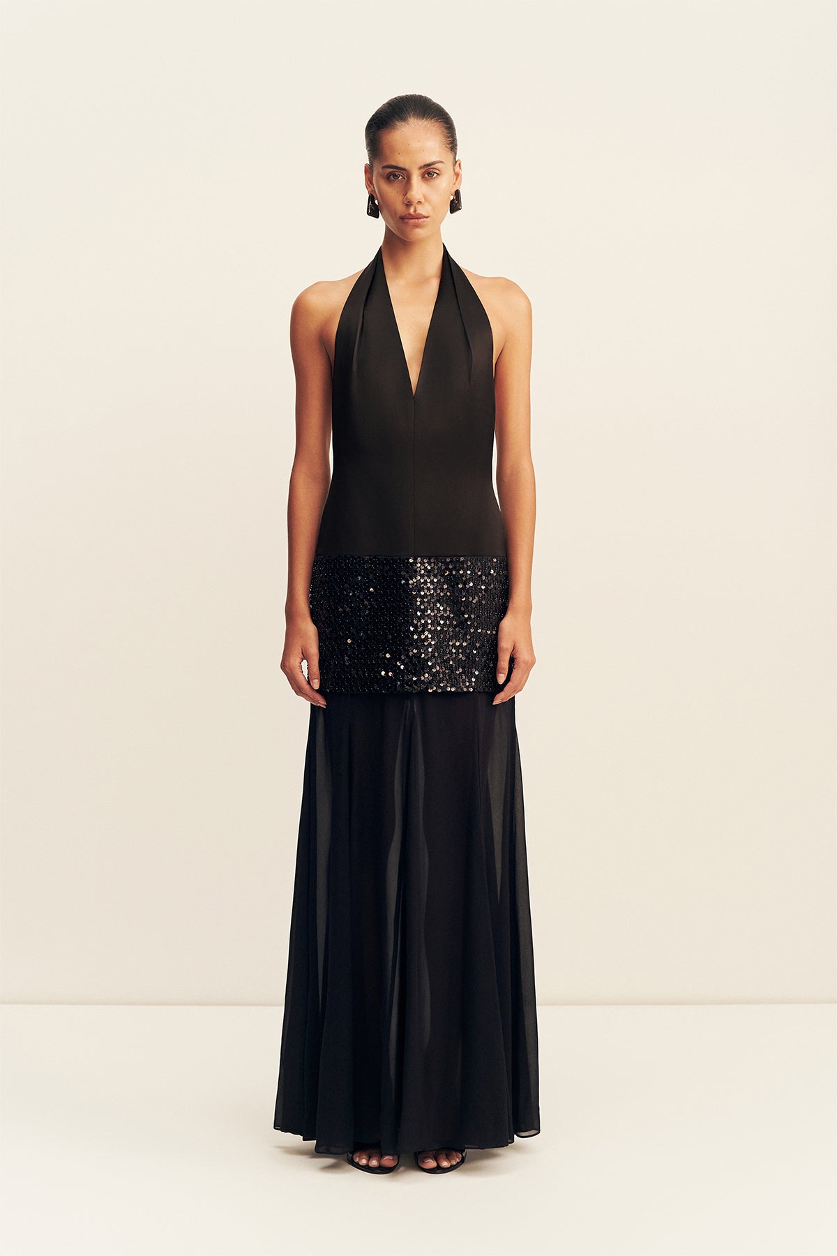 Shona Joy Bianca Halter Plunged Maxi Dress - Image 1