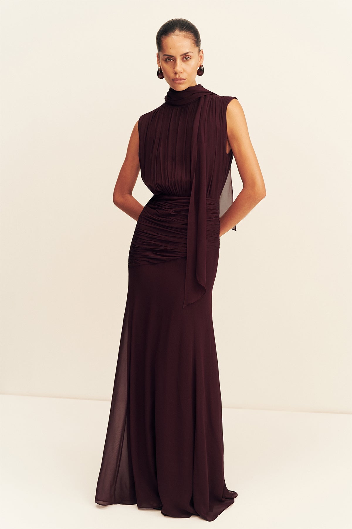 MNSJ041026043652035_3 Shona Joy Amina Scarf Neck Maxi Dress - Image 3