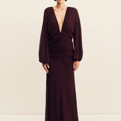 Shona Joy Amina Gathered Low Plunged Maxi Dress - Image 1