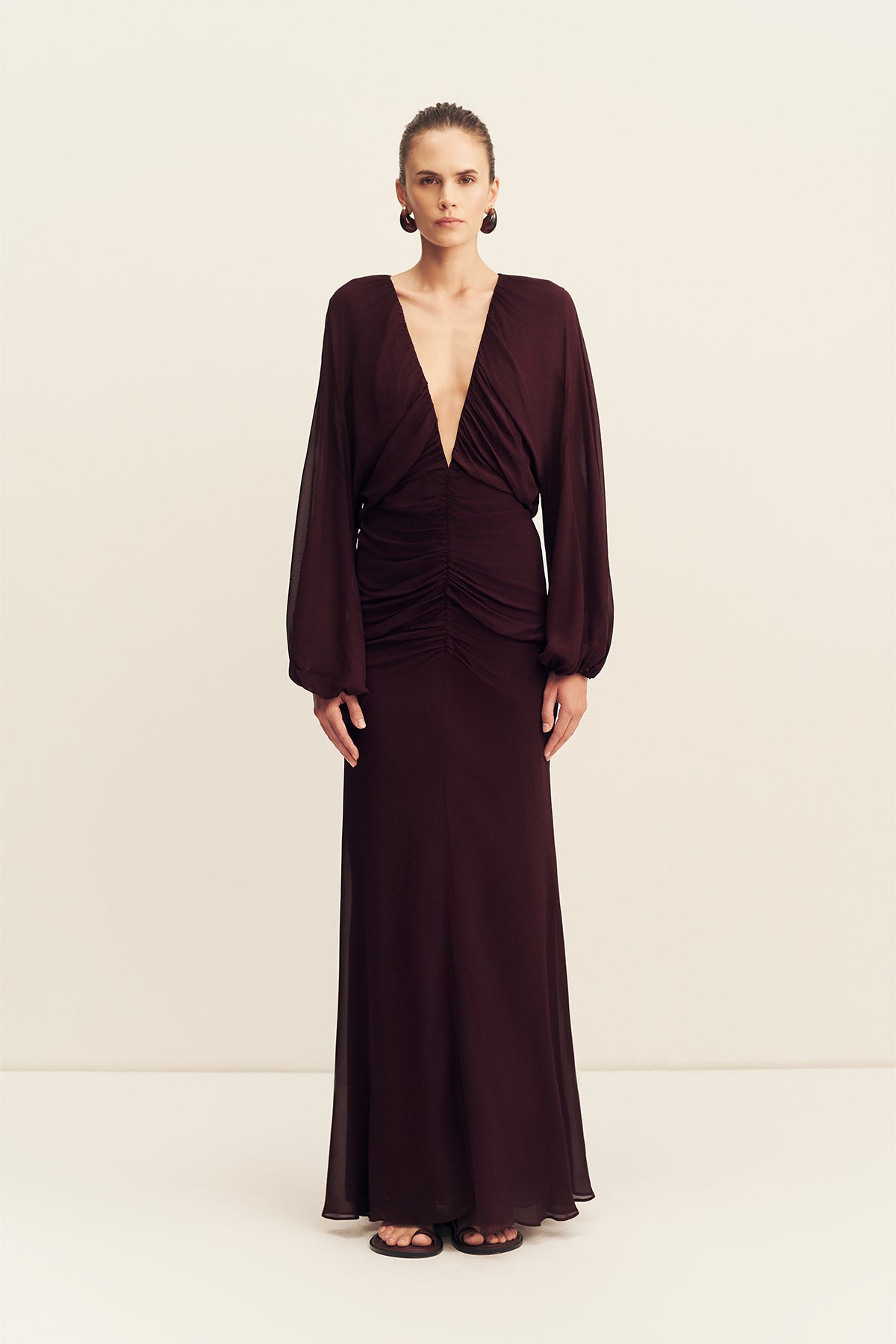 Shona Joy Amina Gathered Low Plunged Maxi Dress - Image 1