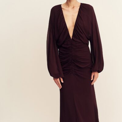 Shona Joy Amina Gathered Low Plunged Maxi Dress - Image 2