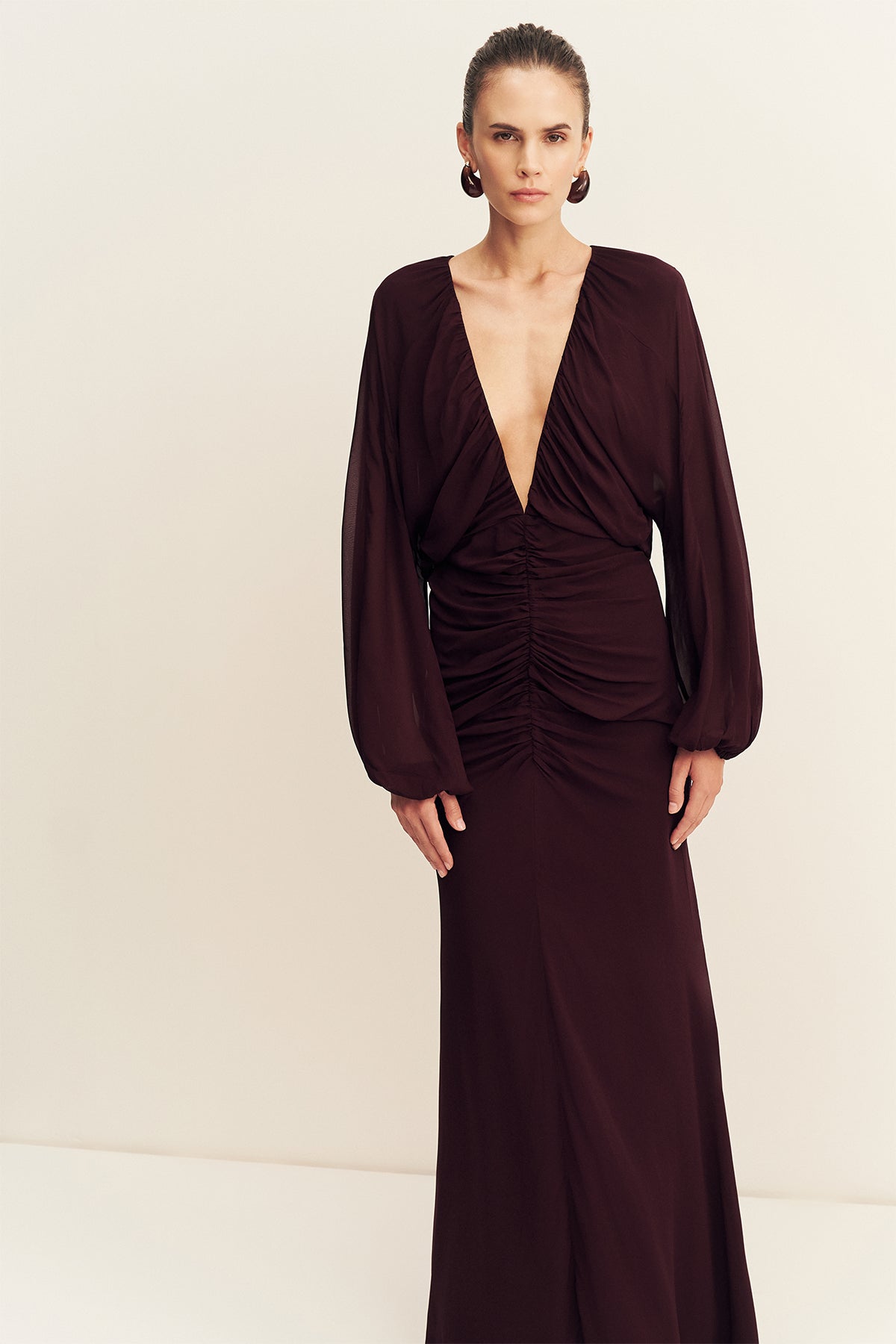Shona Joy Amina Gathered Low Plunged Maxi Dress - Image 2