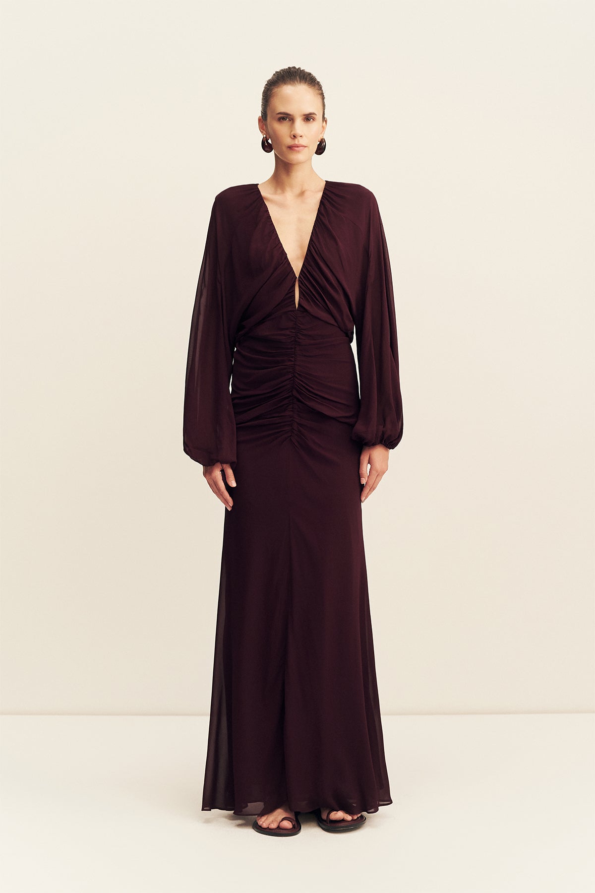 Shona Joy Amina Gathered Low Plunged Maxi Dress - Image 3