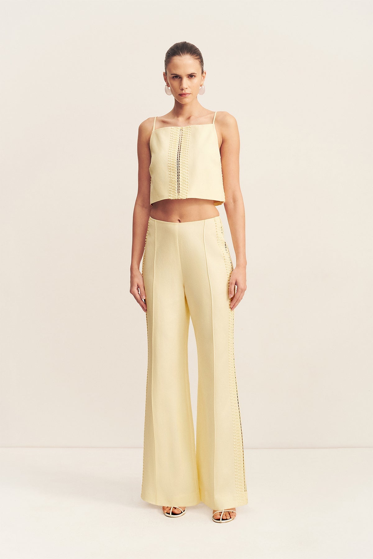 Shona Joy Wright Lace Linen Blend Cropped Cami - Image 1