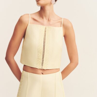 Shona Joy Wright Lace Linen Blend Cropped Cami - Image 2
