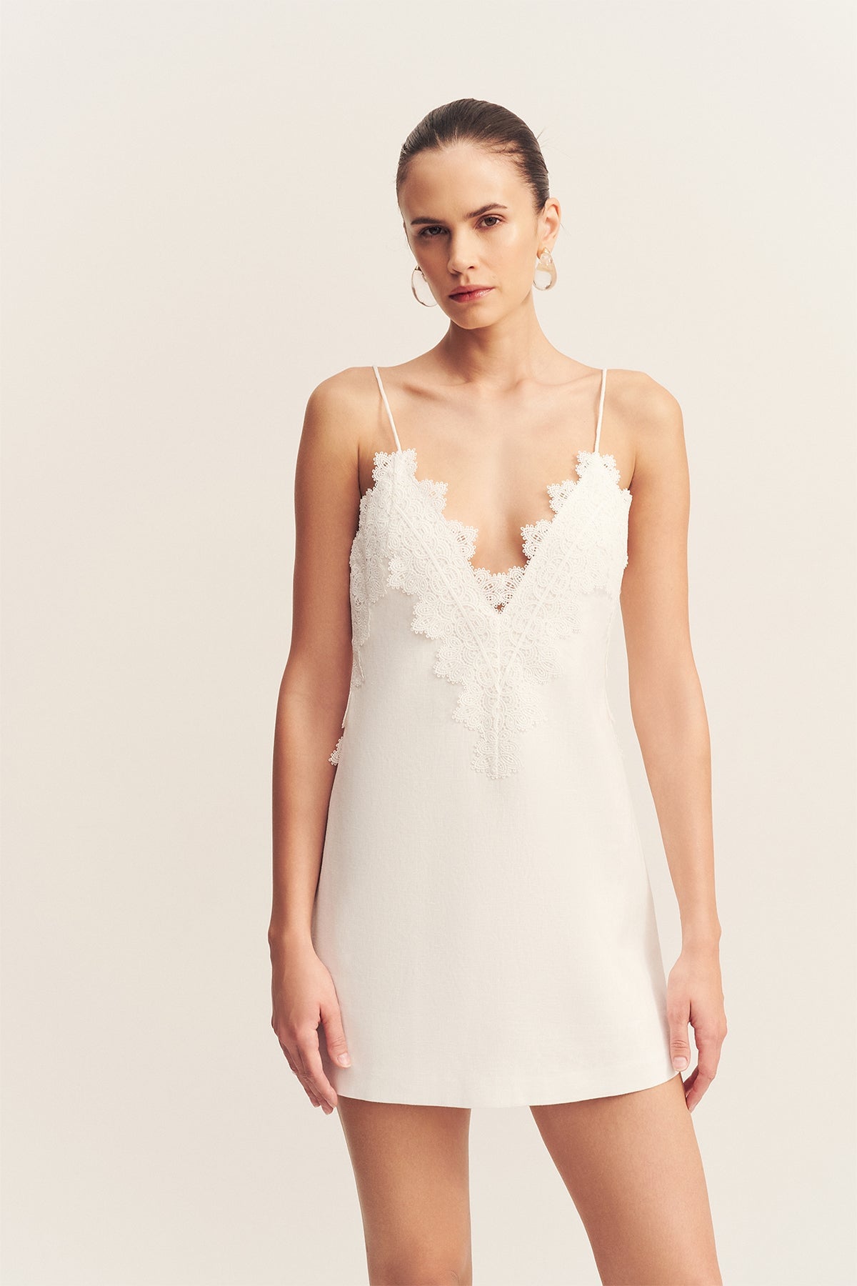 MNSJ041026043652050_2 Shona Joy Toile Linen Lace Mini Dress - Image 2