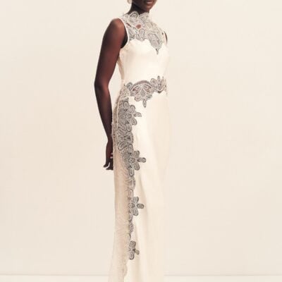 Shona Joy Stratus Sheer Lace High Neck Maxi Dress - Image 1