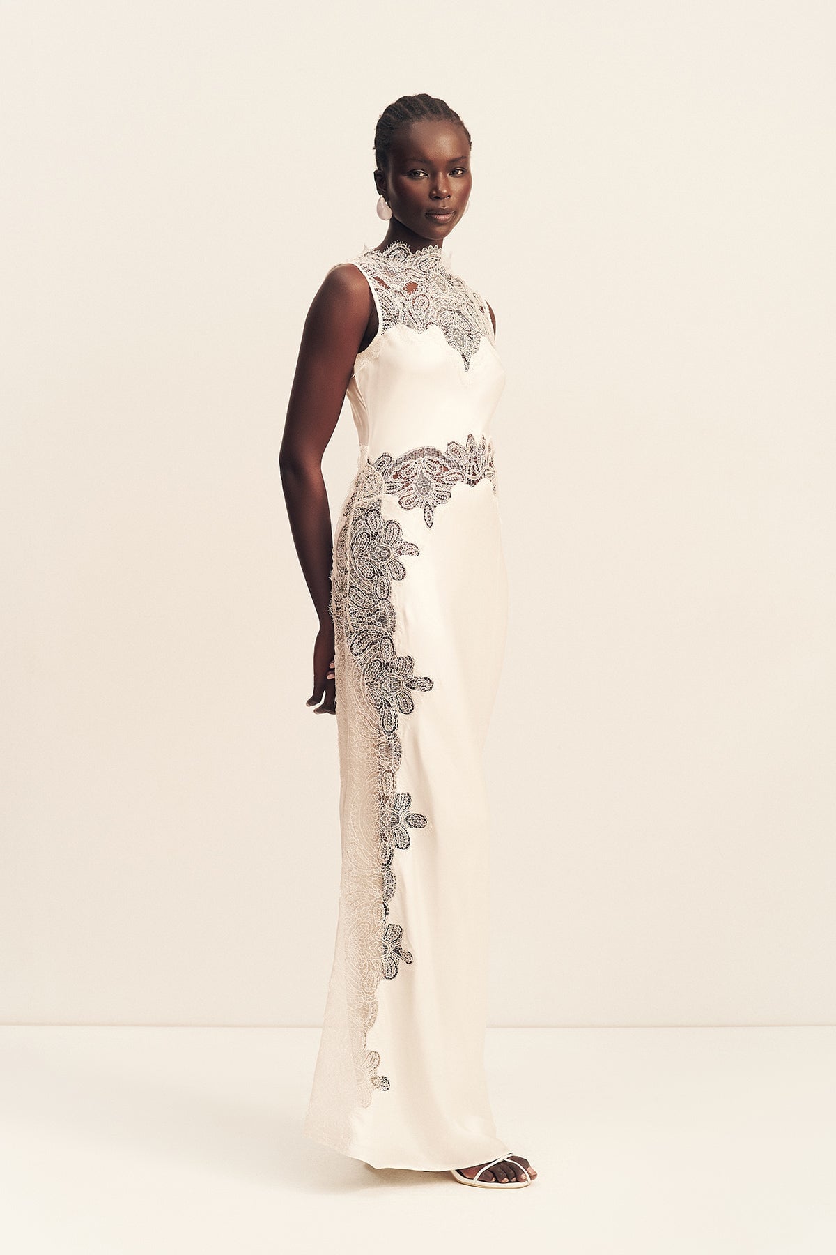 Shona Joy Stratus Sheer Lace High Neck Maxi Dress - Image 1