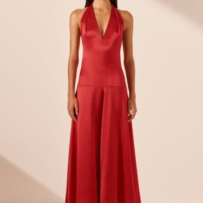 Shona Joy Savanna Halter Open Back Maxi Dress - Image 1