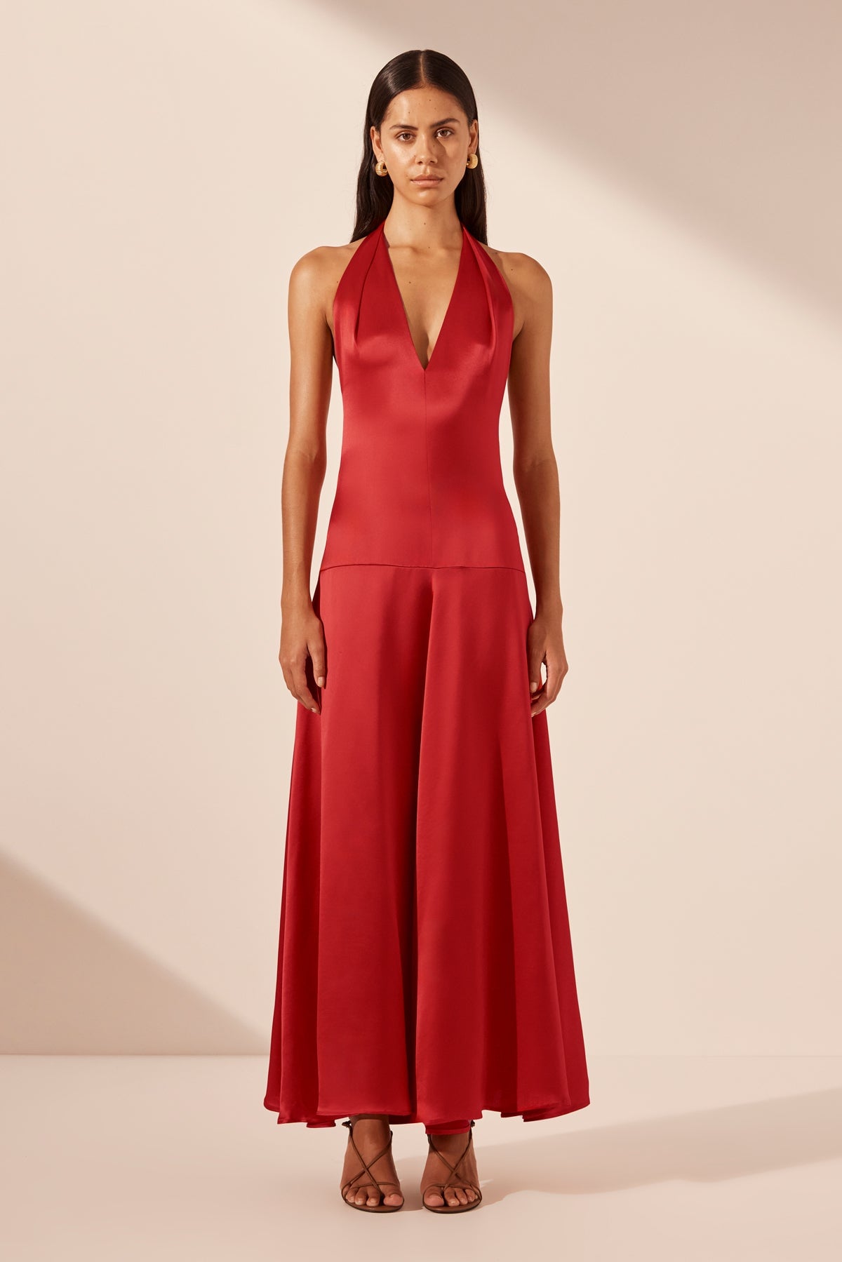 Shona Joy Savanna Halter Open Back Maxi Dress - Image 1