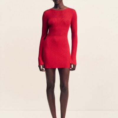 Shona Joy Rohe Sheer Knit Long Sleeve Mini Dress - Image 1