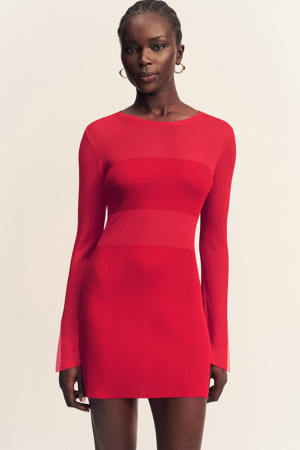 MNSJ051026010130011_2 Shona Joy Rohe Sheer Knit Long Sleeve Mini Dress - Image 2