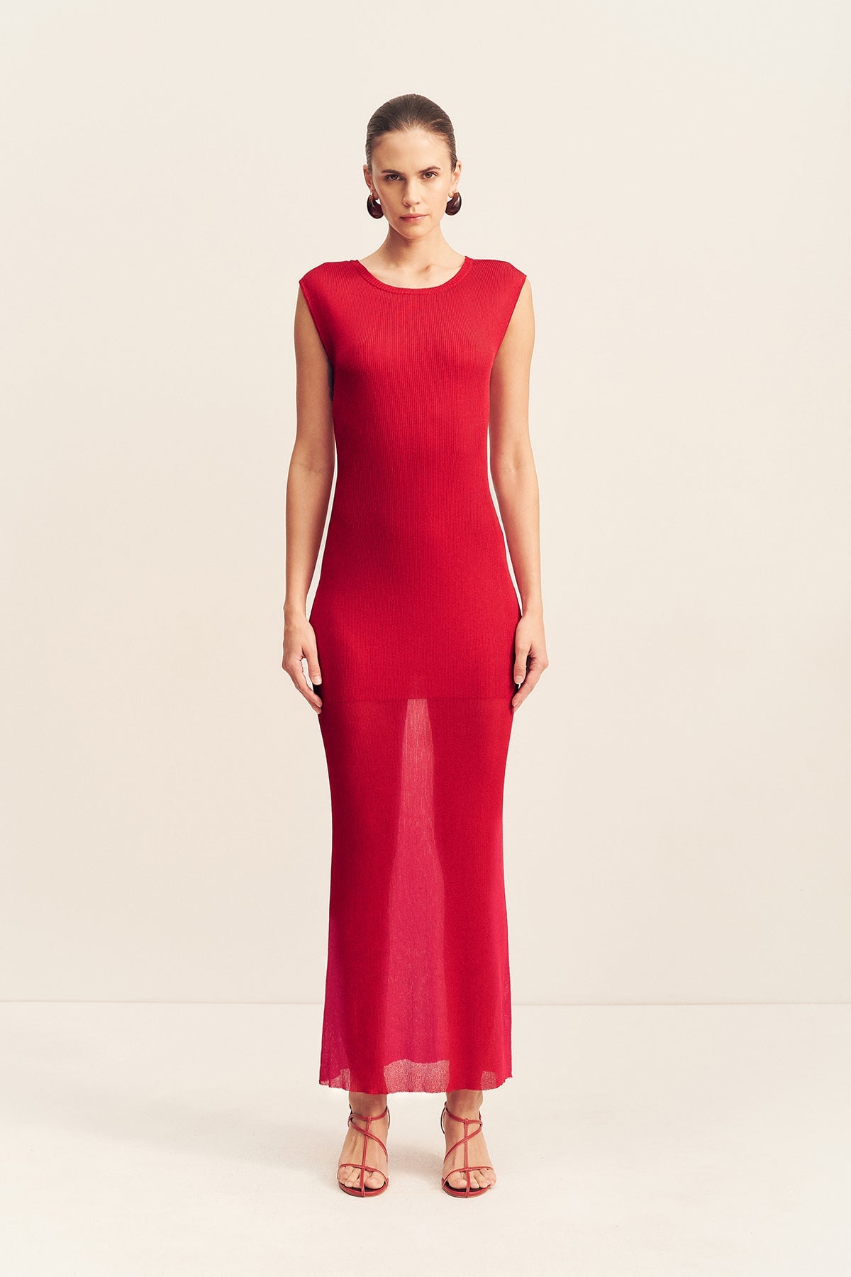 Shona Joy Rohe Sheer Knit Cap Sleeve Midi Dress - Image 1