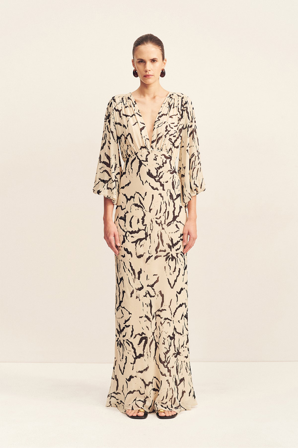 Shona Joy Rea Plunge Balloon Sleeve Maxi Dress - Image 1