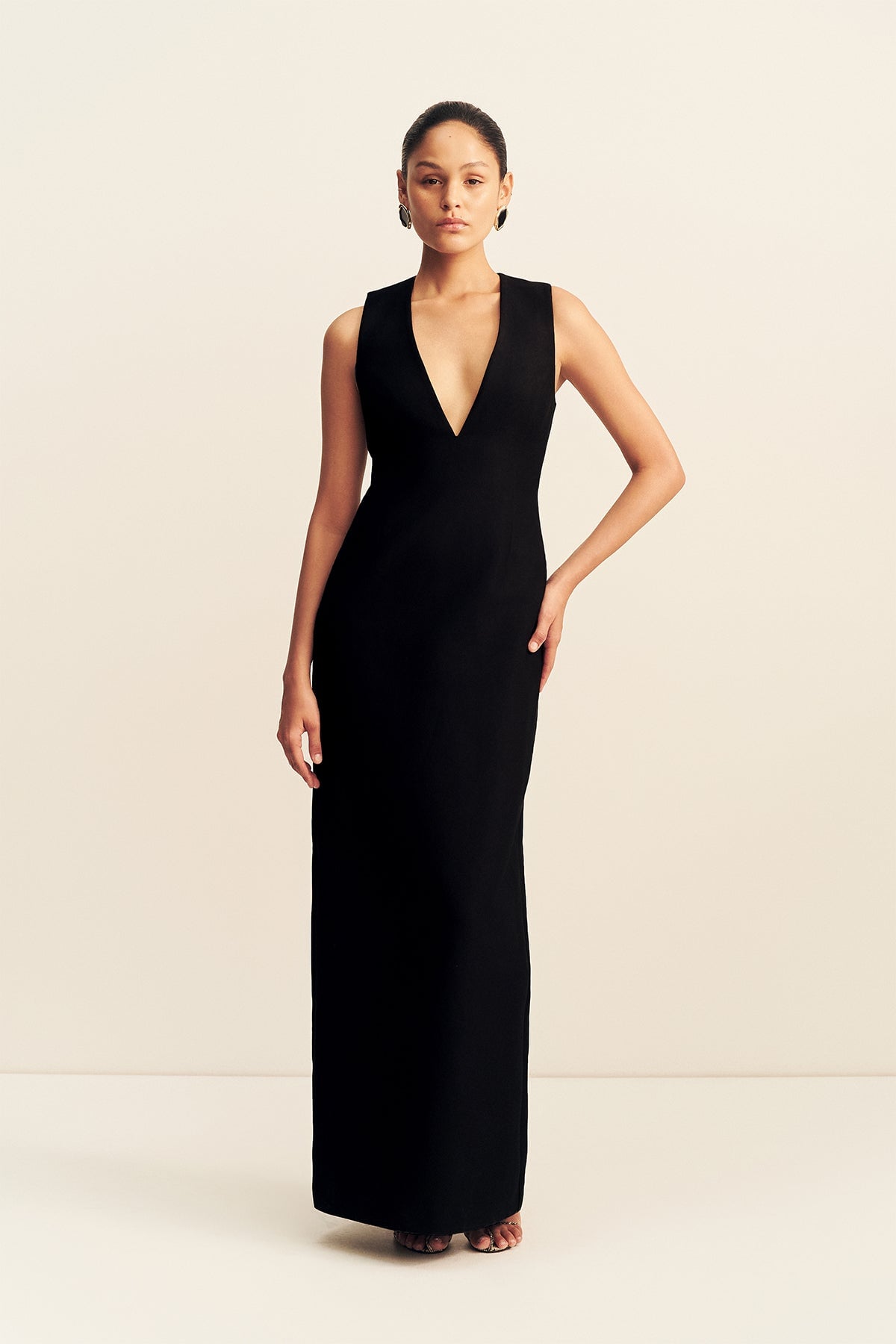 Shona Joy Otis Plunged Fitted Maxi Dress - Image 1