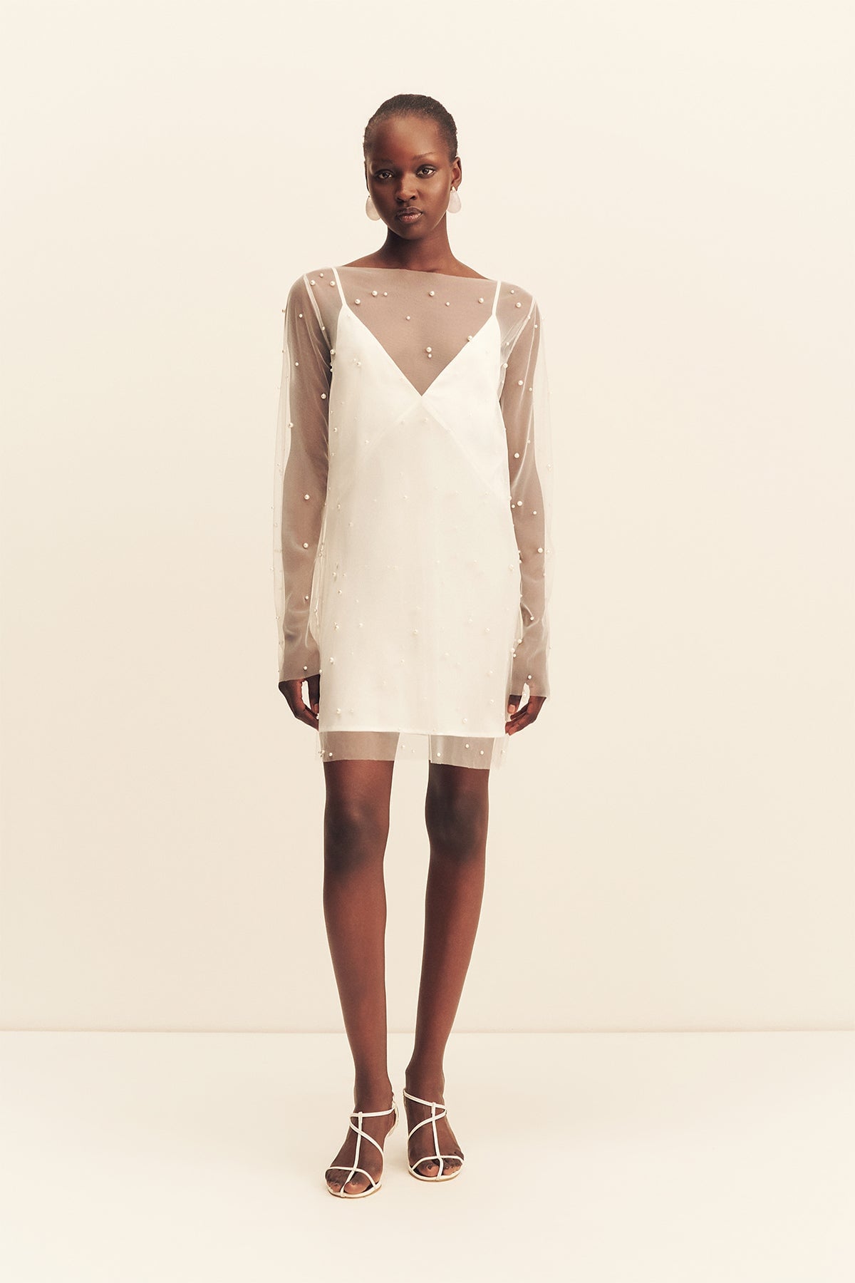 Shona Joy Opaline Sheer Pearl Mini Dress - Image 1