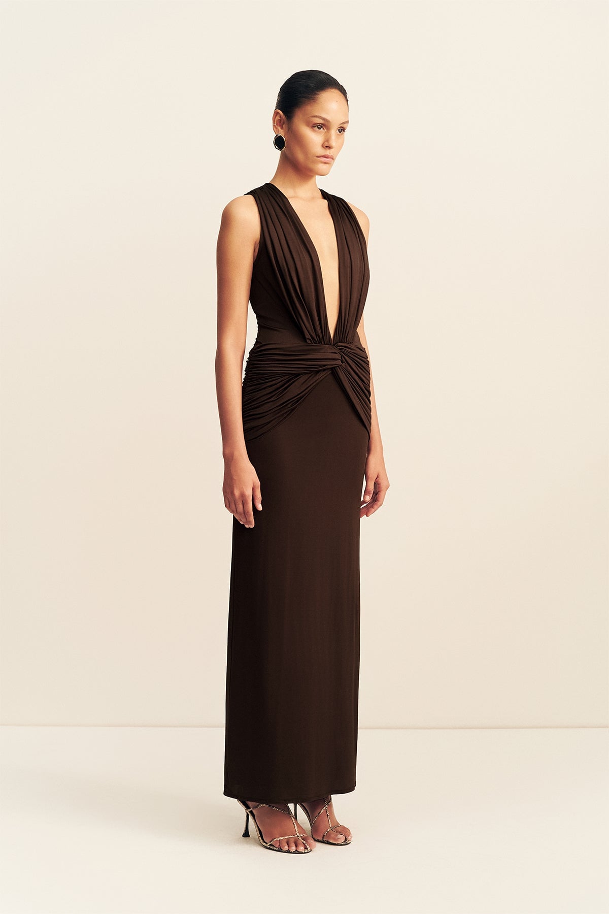 MNSJ051026010130038_3 Shona Joy Miro Slinky Jersey Plunged Maxi Dress - Image 3