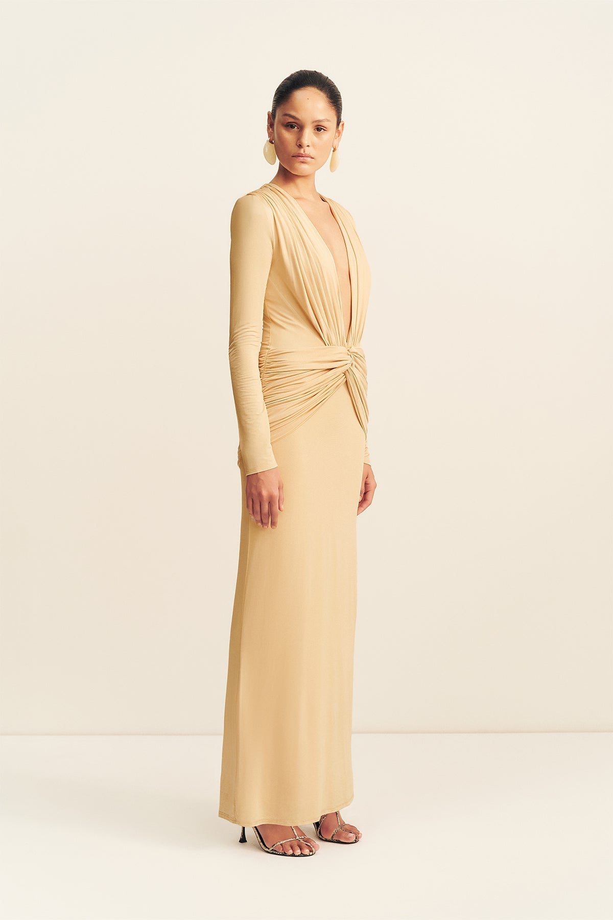 MNSJ051026010130040_3 Shona Joy Miro Slinky Jersey Long Sleeve Maxi Dress - Image 3