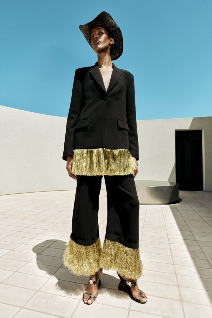 SIMONMILLER Odette Crepe Fringe Blazer - Image 1