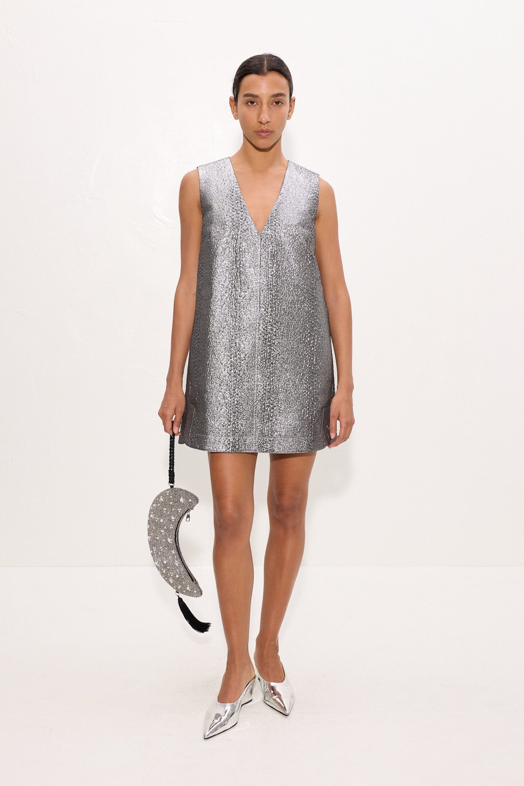 MNSMR051026013635323_2 SIMONMILLER Fountain Metallic Mini Dress - Image 2