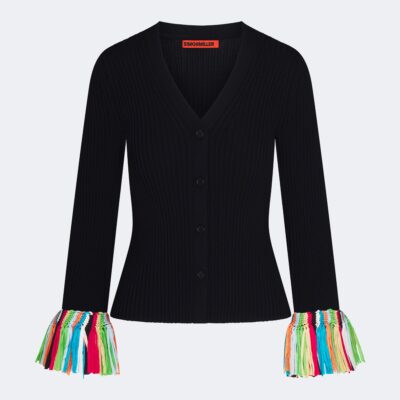 SIMONMILLER Cara Knit Fringe Cardigan - Image 1