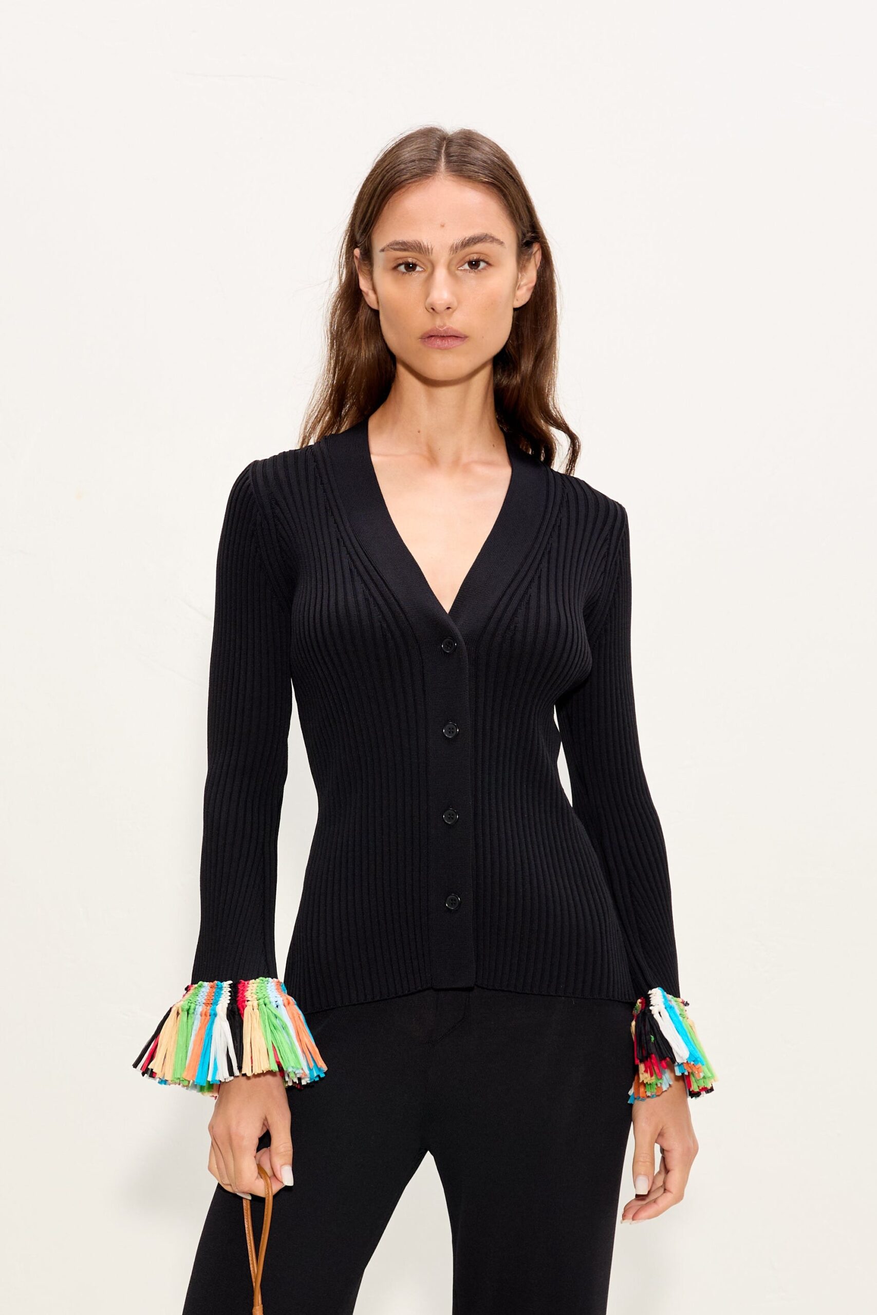 MNSMR051026013635330_2 SIMONMILLER Cara Knit Fringe Cardigan - Image 2